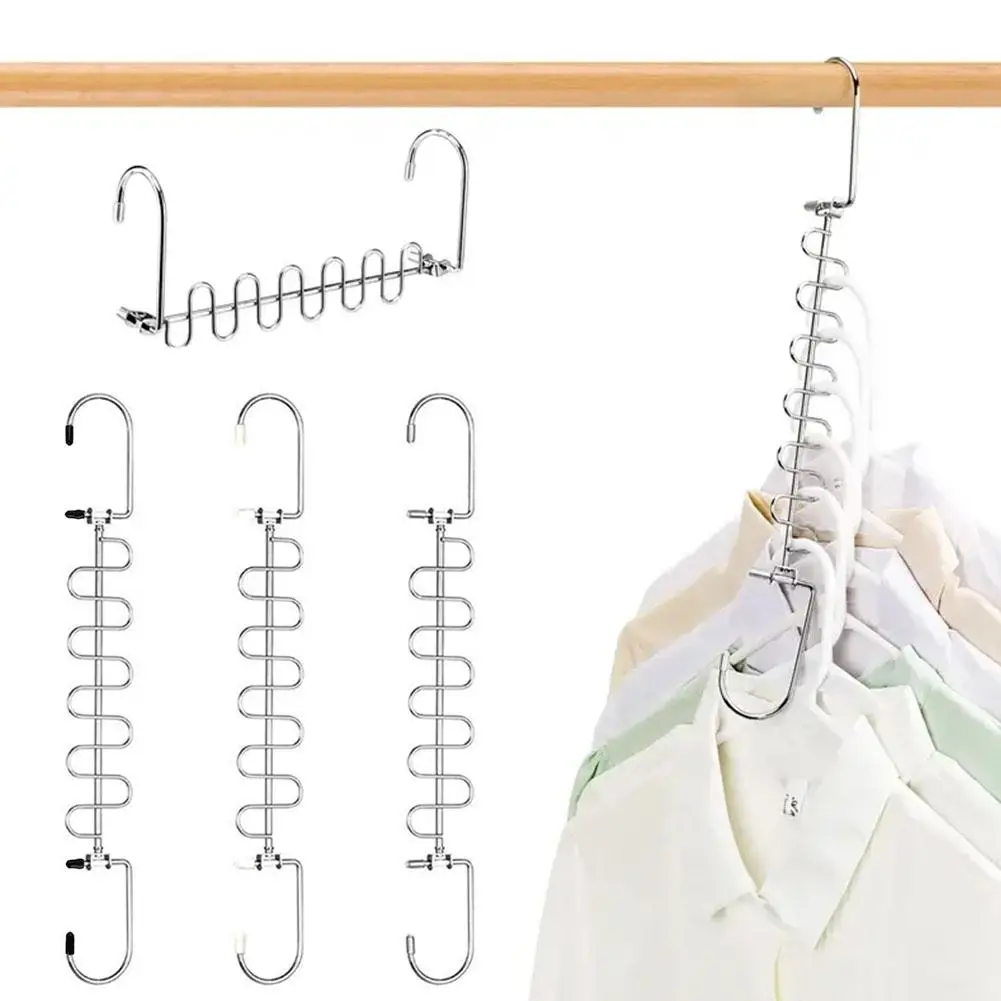 Multifunctional Clothes Hanger Magic Space Saving Folding Scarf Rack Rotating Clothes Iron Home Organizer Hanger Storage C6N3