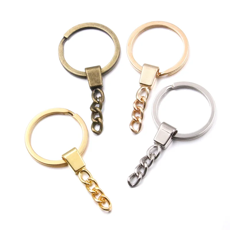 10pcs 4 Color Key Ring ( Circle Size: 30mm ) Key Chain Rhodium Bronze Gold KC Plated 50mm Long Round Split Keychain Keyrings