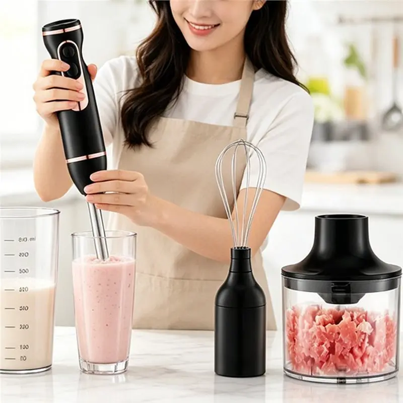 B15C EU Plug Immersion Blender 4-In-1 400W Blender Stick Mixer With Whisk Chopper Beaker Egg Beater& Dough Hooks Hand Mixer