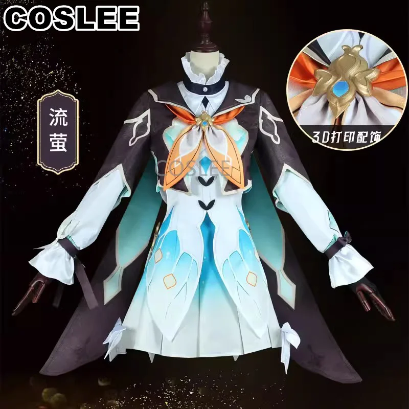 COSLEE Honkai: Star Rail Firefly Lovely Party Dress Game Suit Uniform Cosplay Costume Halloween Carnival Party Outfit Women S-L