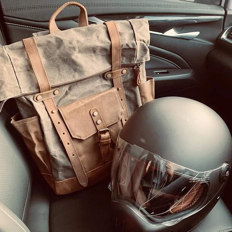 Pepper Salt Vintage American Paratrooper Bag Oil Wax Canvas Mountaineering Outdoor Travel Camping Waterproof Backpack