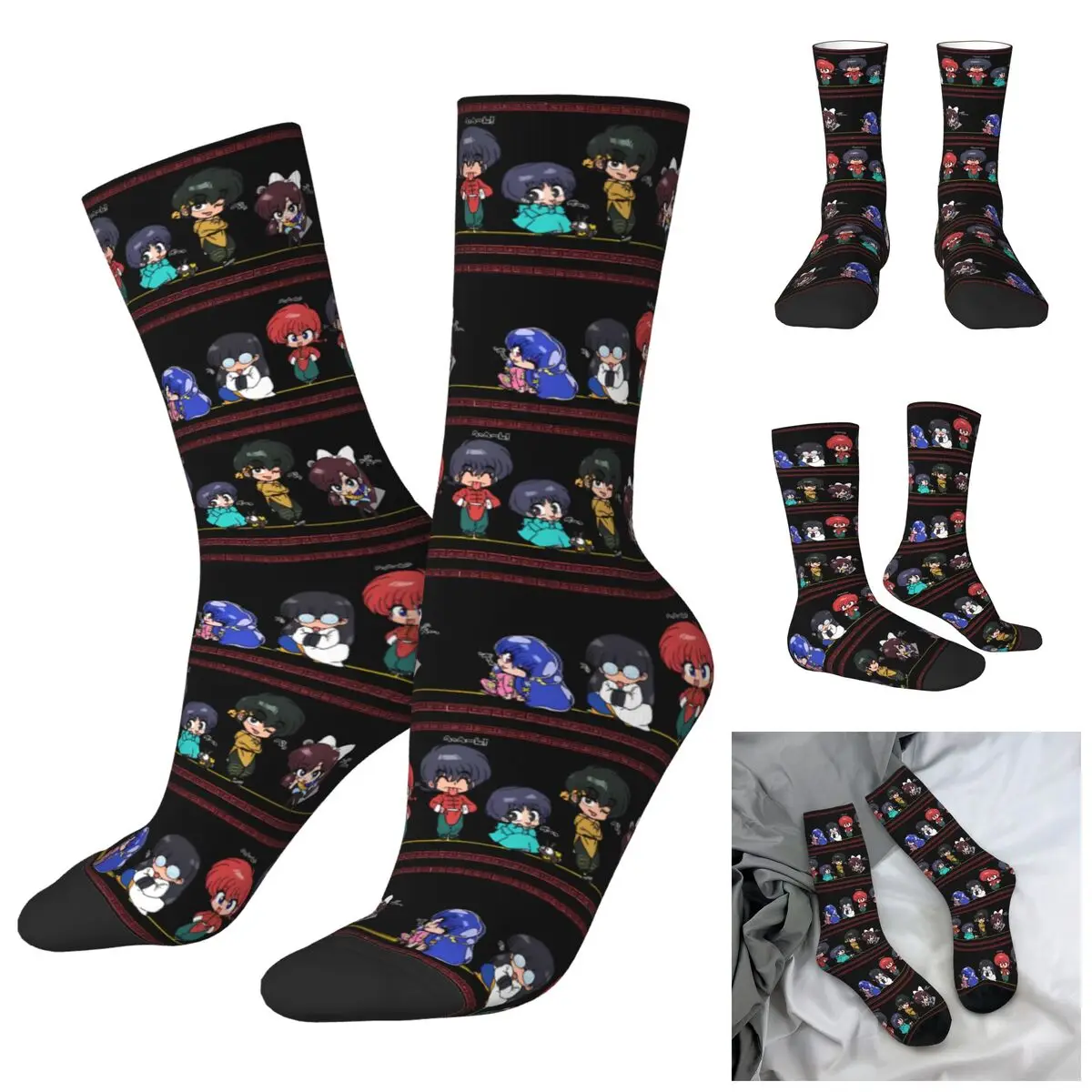 Ranma Saotome High elasticity polyester Men and Women printing Socks,Windproof Applicable throughout the year Dressing Gift