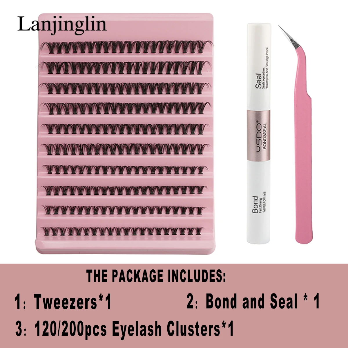 DIY Eyelash Extension Kit 120/200pcs Individual Lashes Cluster 8-16mm Mix Lash Clusters Bond and Seal and Lash Applicator