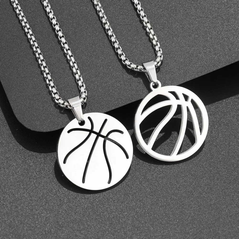Hollow Stainless Steel Basketball Pendant Charm Men\'s Necklace Fashion Christmas Valentine\'s Day Gift Talisman Jewelry Accessori