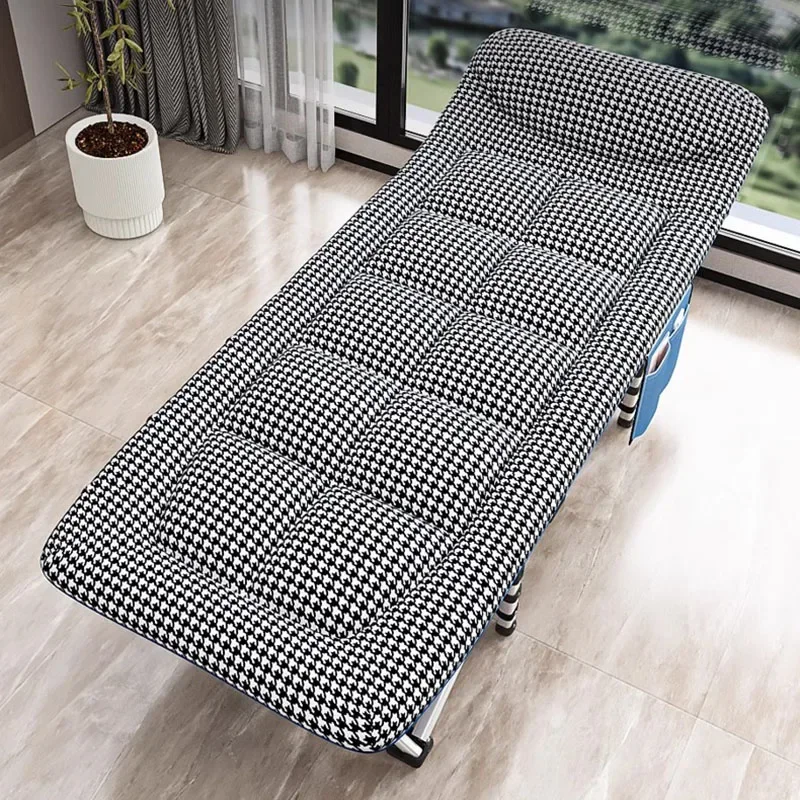 Portable Folding Bed Adults Office Nap Multifunctional Single Recliner Camping Cot with Mattress Easy Fold Space Saving Home Use