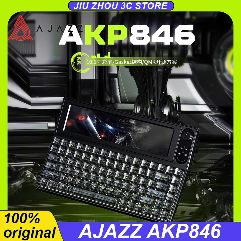 

AJAZZ AKP846 Mechanical Keyboard Wired 84 Keys Qmk 10.1 Inch Smart Color Screen Gasket PBT/PC Keycaps Custom Gaming Keyboard