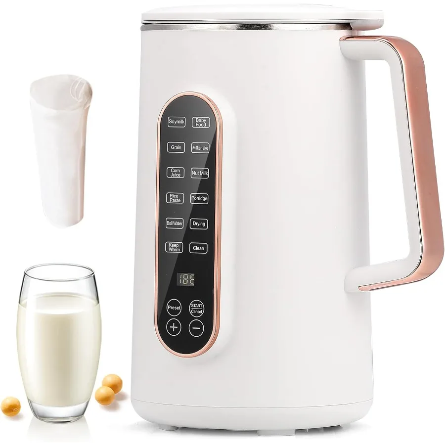 

Модернизированная машина для приготовления молока с ореховым молоком на 40 унций с 10-листовыми лезвиями для домашнего овсяного соевого миндаля, корпуса из нержавеющей стали, серебро C