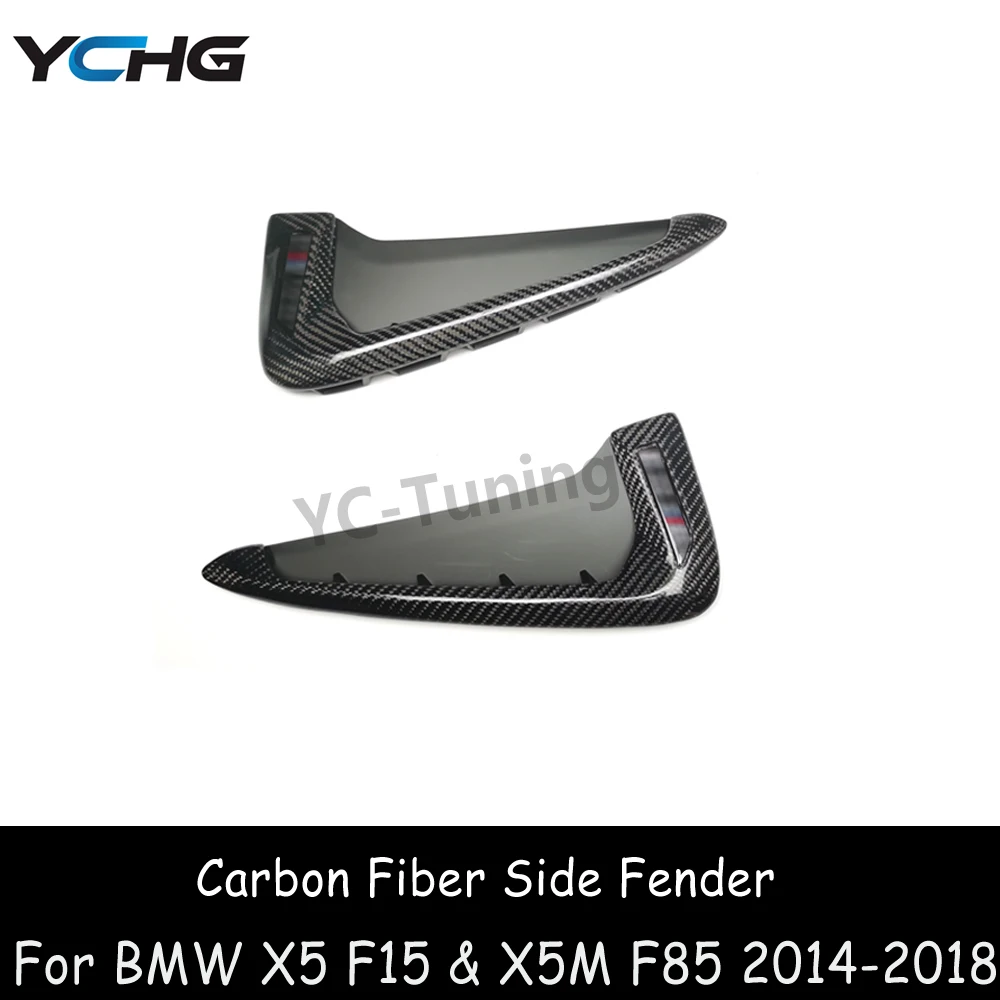 Garde-boue latéral en fibre de carbone véritable pour voiture, autocollant d'évent, adapté pour BMW X5, F15, X5M, F85, xDriLi35i, xDriLi50i, 2014-2018