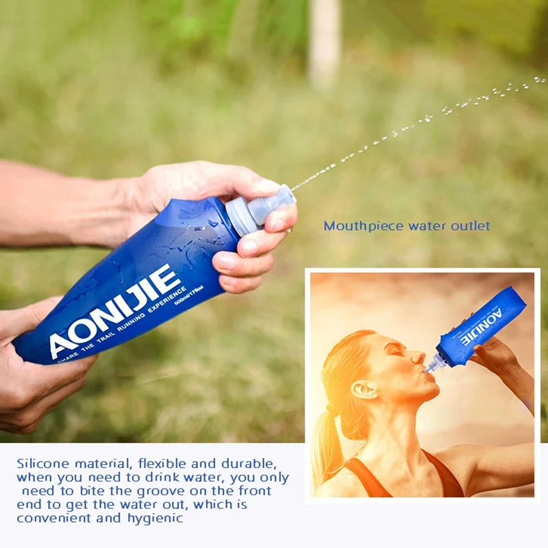 AONIJIE TPU Soft Folding Water Bottles Collapsible Water Flask for Hydration Pack Running Hiking Cycling Climbing 250Ml