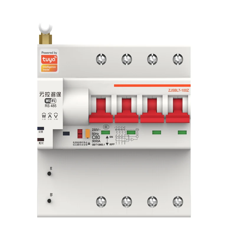 MCB Tuya Smart Circuit Breaker 4P WiFi Switch Overload Short Circuit Protection Power Consumption Smart RC-MCB Alexa Compatible