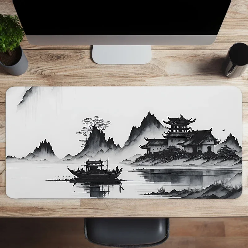 Large Game Mouse Pad Office MousePad Desk Mat Natural Rubber Anti-Slip HD 400x900 Keyboard Pad Landscape Ink Painting Gamer Rug