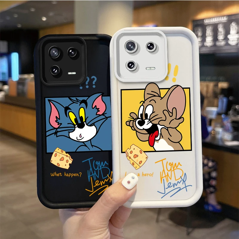 T-Tom And J-Jerry Couple Cartoon Phone Soft Case for XiaoMi 14 13 12 11T Pro 13 12 11 Lite Poco F6 F5 X5 X3 Pro Shockproof Cover