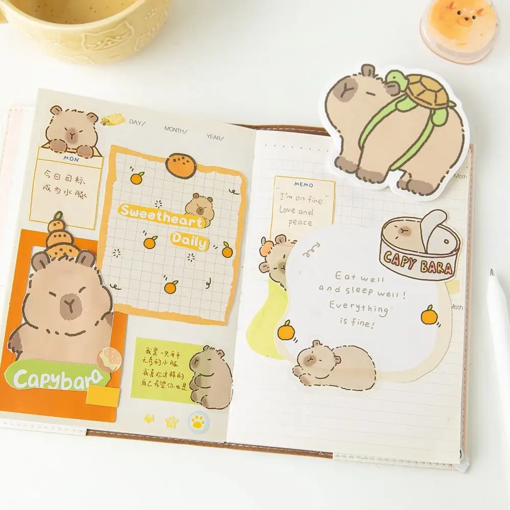 Kawaii Capybara Sticky Notes Pad Durable Mini Cartoon Animals Memo Pad Multifunction Multi-purpose Stationery Stickers