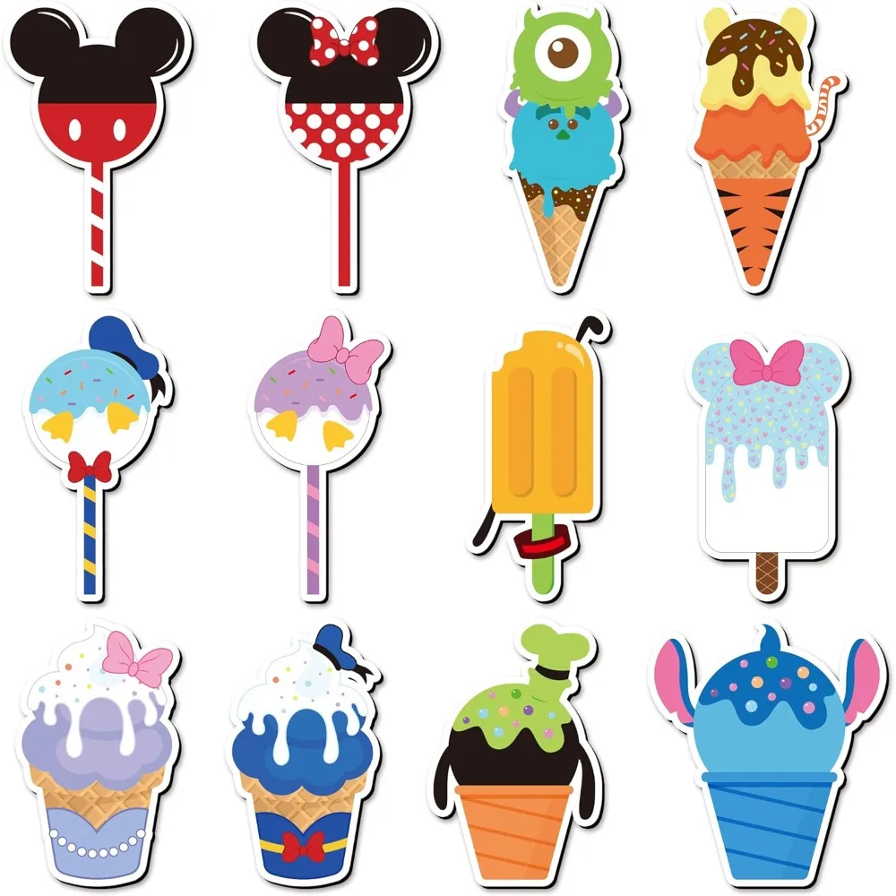 Image of 12er-Pack Sommer-Eiscreme-Kreuzfahrtmagnete, Cartoon-wasserfeste Aufkleber für Kühlschrank, Garage & Boot-Dekoration, Festivals & Karneval