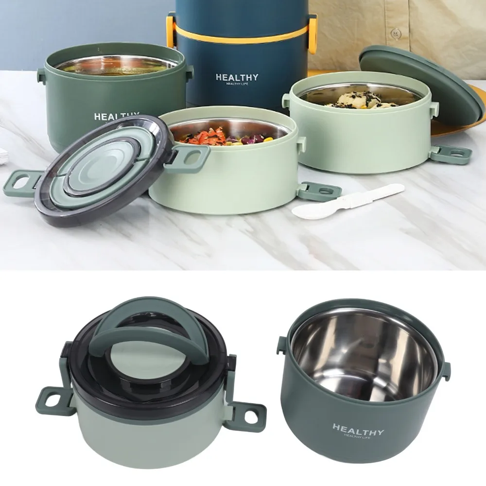 Portable 2200ml Thermal Lunch Box Three Layers Green/Blue/Red Food Jar 304 Stainless Steel Lunch Box For Office