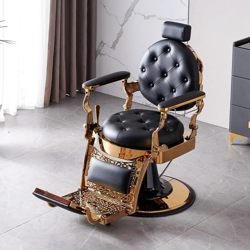 High-end retro men's oil head shop barber chair hair salon can put down the shaving and shaving hair salon special hair cutting