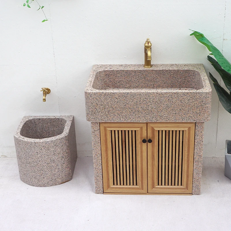 Marble Balcony Outdoor Courtyard Garden Wash Sink Basin Vegetable Wash Single Basin Outdoor Whole