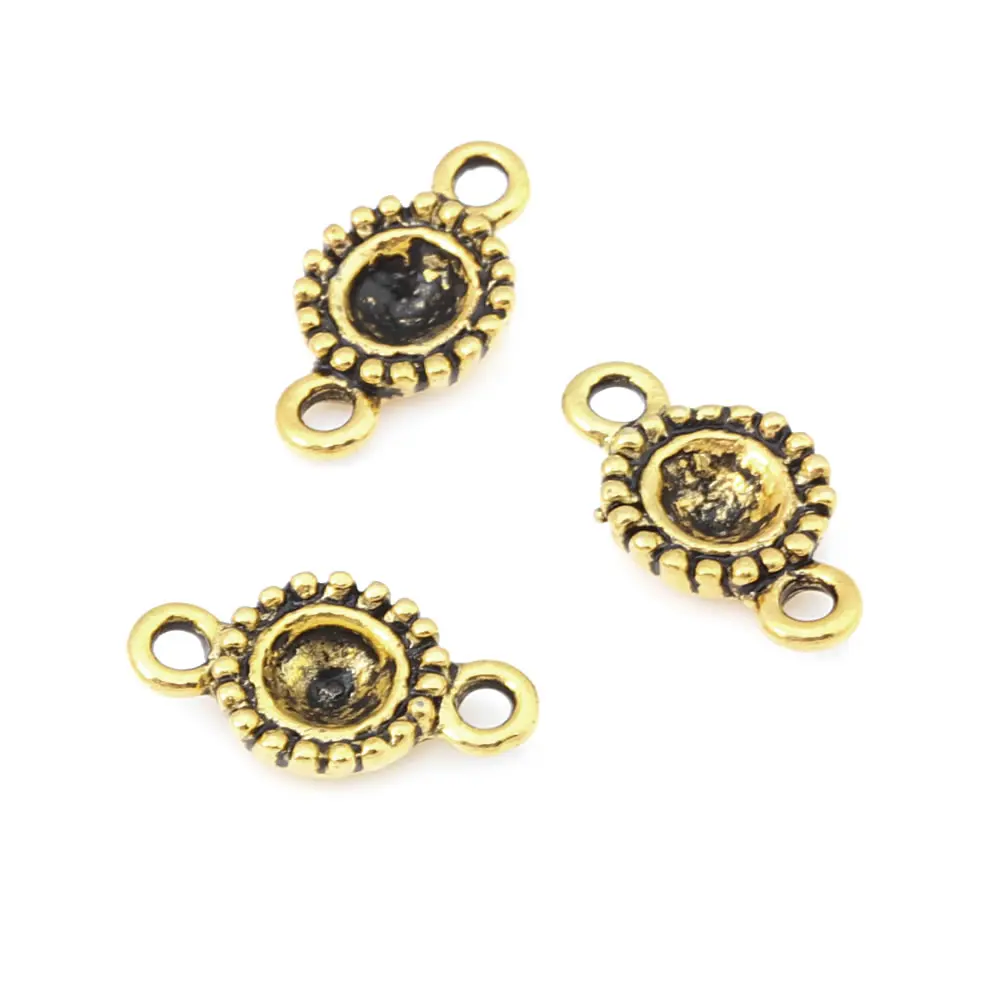 100PCS Antique Gold Color Zinc Alloy Round Earrings Connector Charms Diy Jewelry Making Supplies Necklace Earrings Accessories