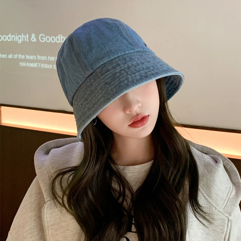 Spring and Autumn New Women\'s Cowboy Hat Pure Color Thickened Cowboy Fisherman Hat Remarkable Face Small Warm Bucket Hat