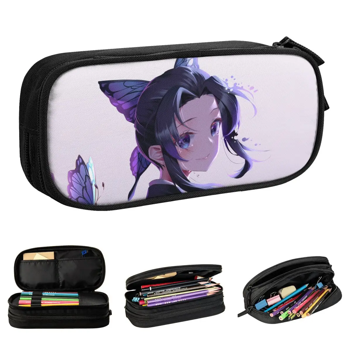 Shinobu Kochou Demon Slayer Pencil Cases Lovely Kimetsu Anime Pen Holder Bag Girls Boys Large Storage Students School Gifts