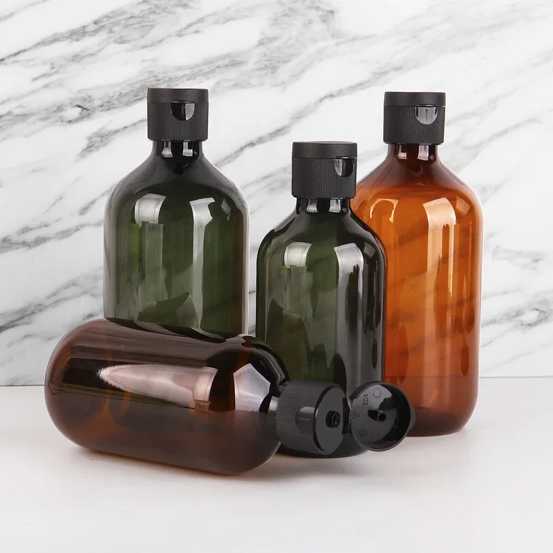 300/500ML Refillable Bottle Olive Green Shampoo Shower Gel Bottle Large Capacity Pure Dew No Spill Reusable Storage Contianer