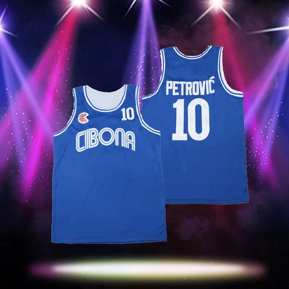 Movie CIBONA #10 PETROVIC Basketball Jersey Mens Sports Breathable Shirt Quick Drying Sewing Basketball Jerseys Blue