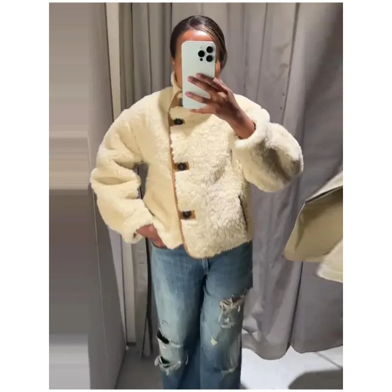 

Двусторонняя женская куртка из искусственной замши и искусственного меха, модная теплая повседневная женская куртка