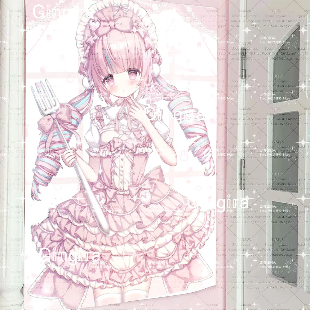 Japanischer Anime Sweet Lolita Girl Wandteppich Rosa Kawaii Wandbehang Ästhetische Raumdekoration Poster