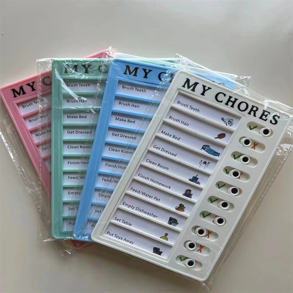 Reusable My Chores Checklist Daily Planner Memo Plastic Board Chore Chart Responsibility Behavior for Kid Self-discipline Card