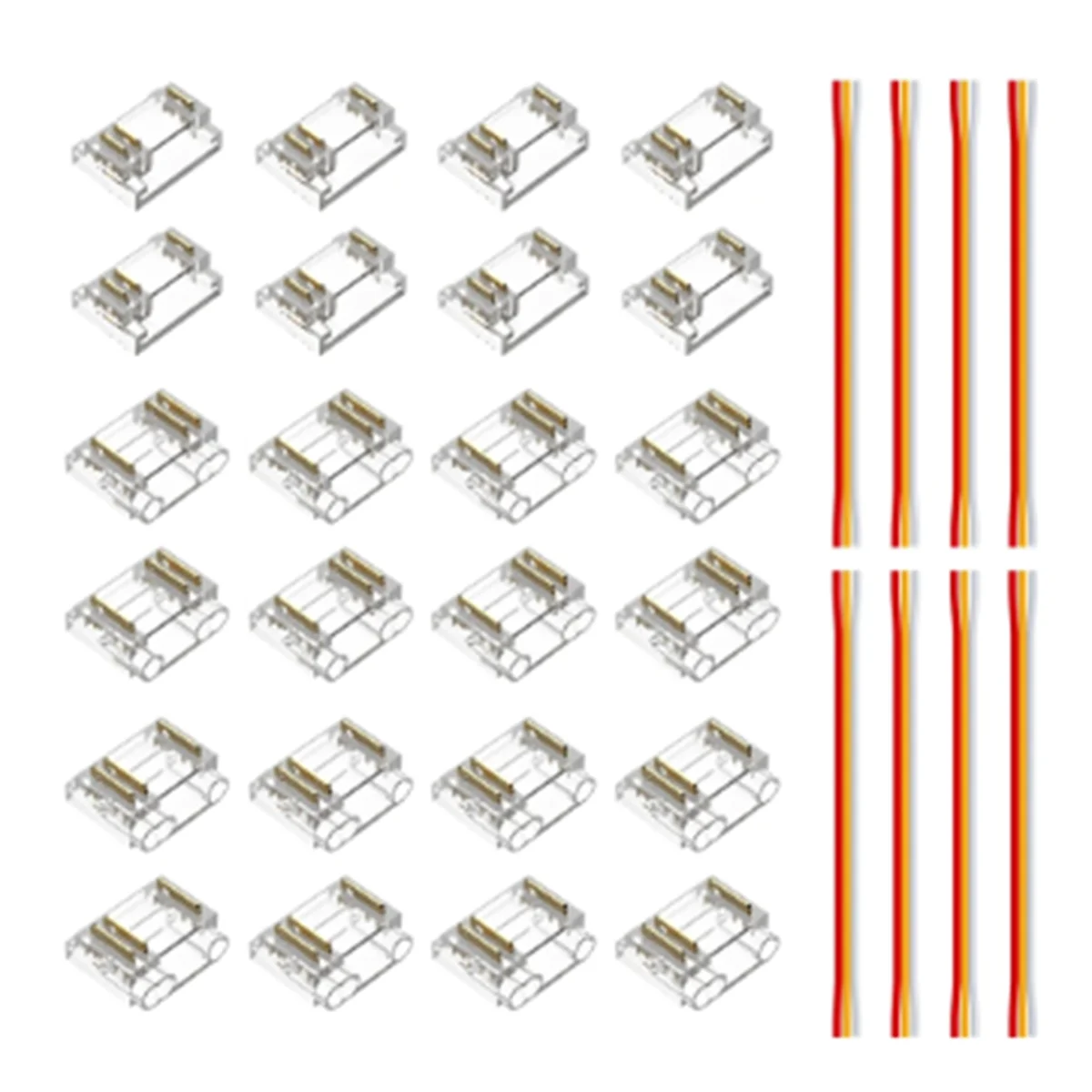 N16R 24PCS 3Pins 12mm Transparent Cover Connector Kits for COB LED Strip Transparent Gapless Connectors with Wire
