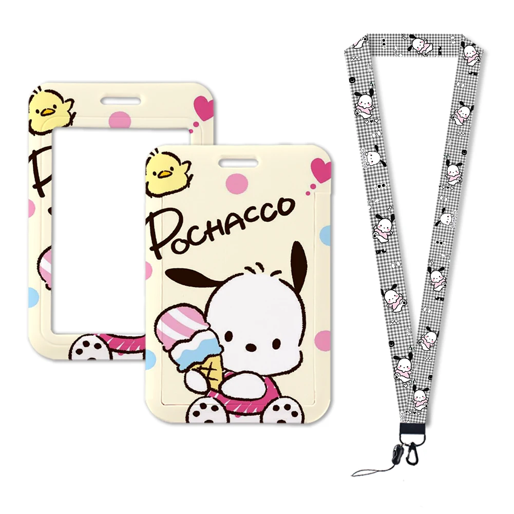 

W Pochacco ID Badge Holder Neck Strap Lovely Sanrio Anime Subway Card Holders Student Campus Lanyard Credential Holder