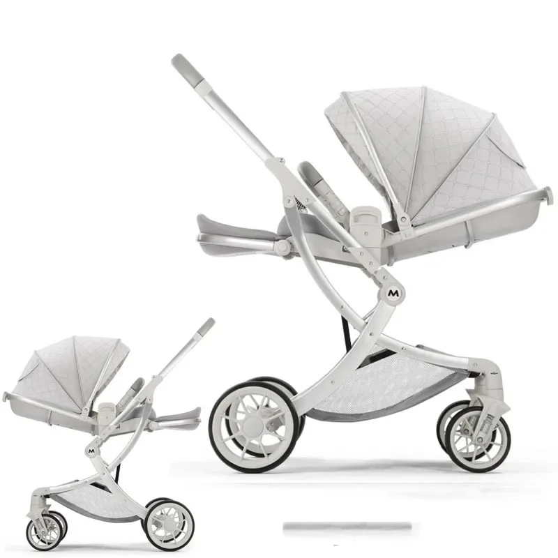 Two-way Baby Stroller High Landscape Lightweight Folding Newborn Travel Stroller Can Sit and Lie Down Four-wheeled Stroller