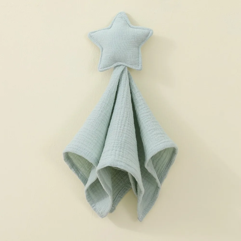 A Class Baby Security Blanket Star Moon Shape Chewable Baby Lovey Doll Pure Cotton Baby Comfort Blanket Newborn Sleep Soothing