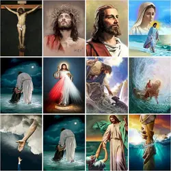 CHENISTORY 5d Diamond Painting Jesus Full Square/Round Diamond Embroidery Mosaic God Religious Figures Pictures Craft Creative