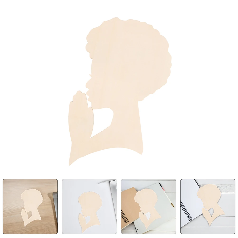 

2 Pcs Girls Wooden Crafts African Woman Cutout Crafting Supplies Unfinished People Shaped Slices Diy Decor Home Art Solid Wood