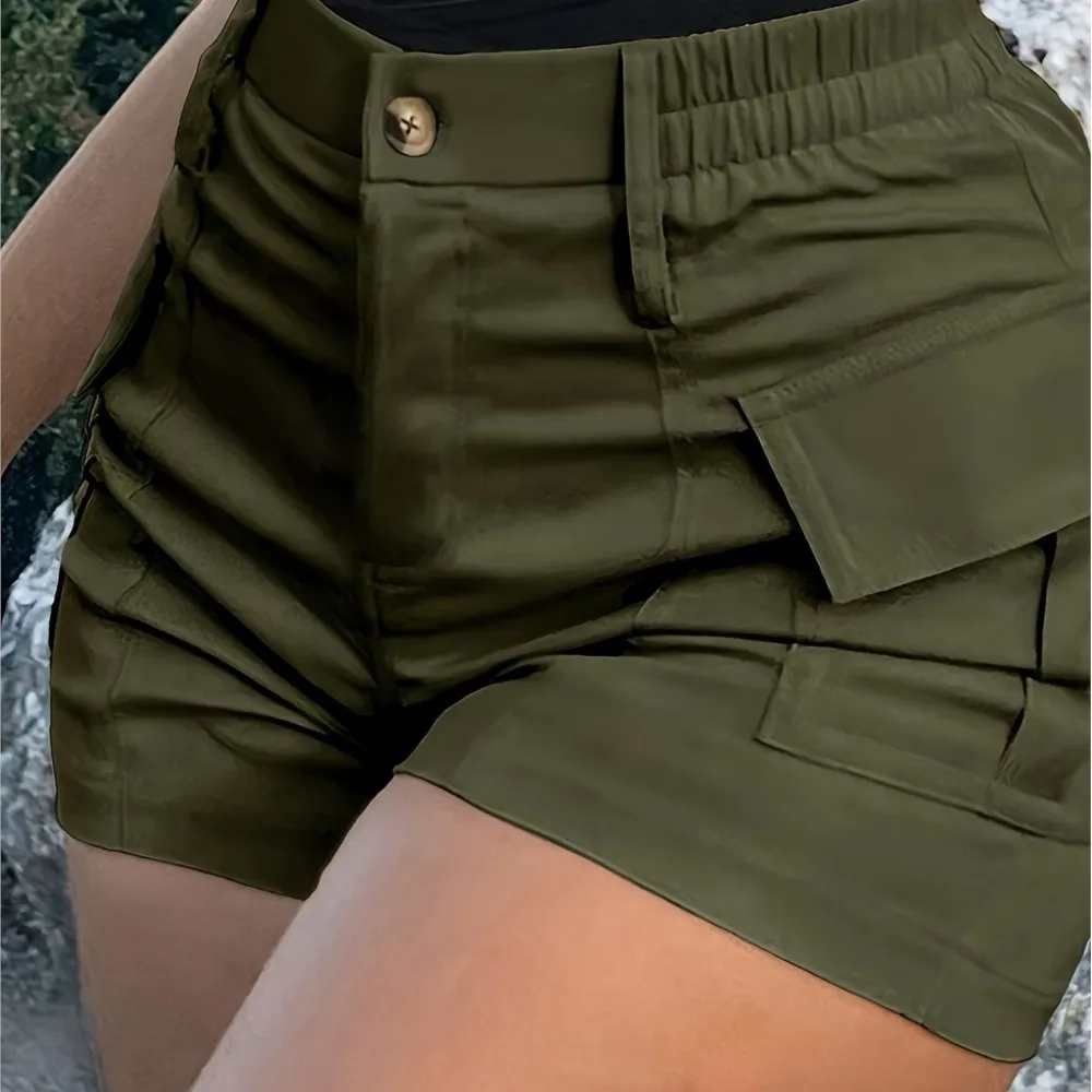 Modeshorts Dames Nieuwe effen kleur Casual Comfortabel Dagelijks Street Style Dameskleding Hoge taille Overalls met knoopzak