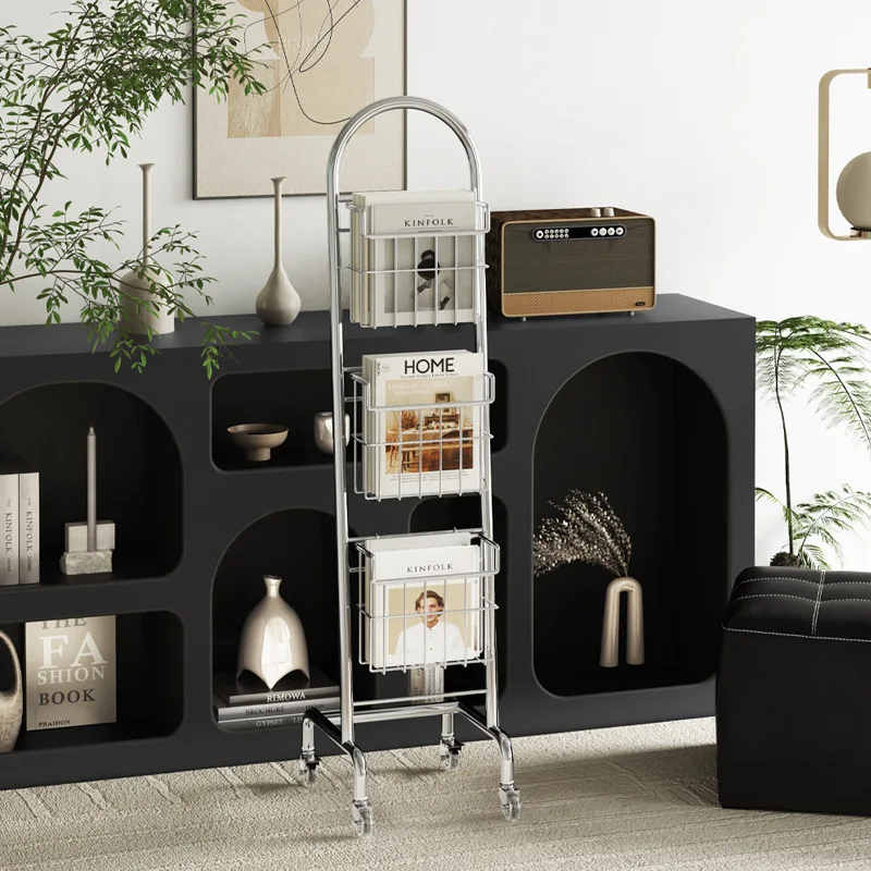 Modern Shelves Magazine Racks Bookshelf Furniture Bookshelf Nordic Magazine Racks Mobile Metal Furniture Recargador MHSNJ