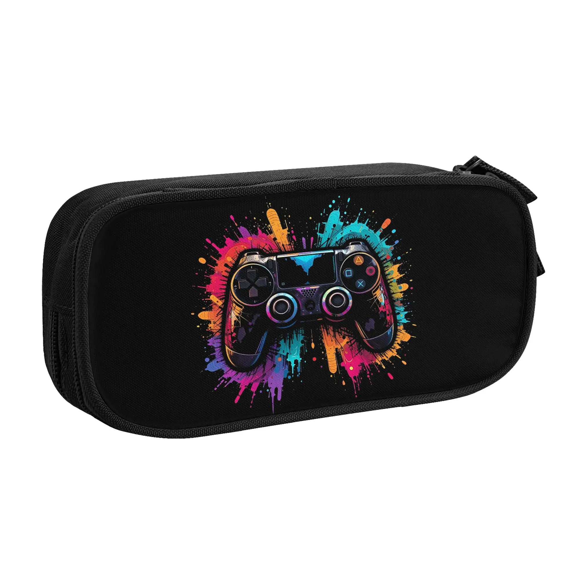 New Video Game Gaming Controller Pencil Case Graffiti Art Pencil Pouch Pen Box for Girl Boy Big Capacity Bag Students Stationery
