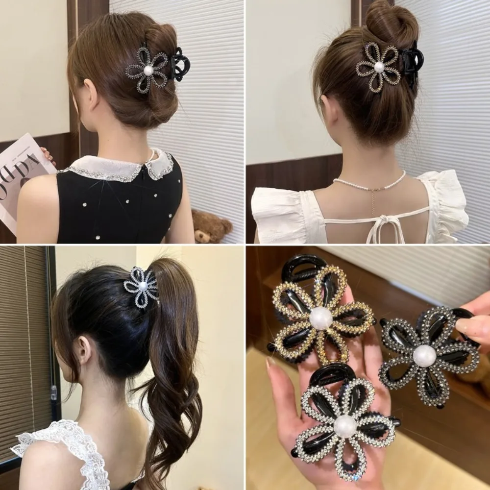 

Exquisite Diamond Hollow Flower Hair Clip Hair Clamps Gorgeous Korean Fashion Hair Clip Hairpins Shark Clip