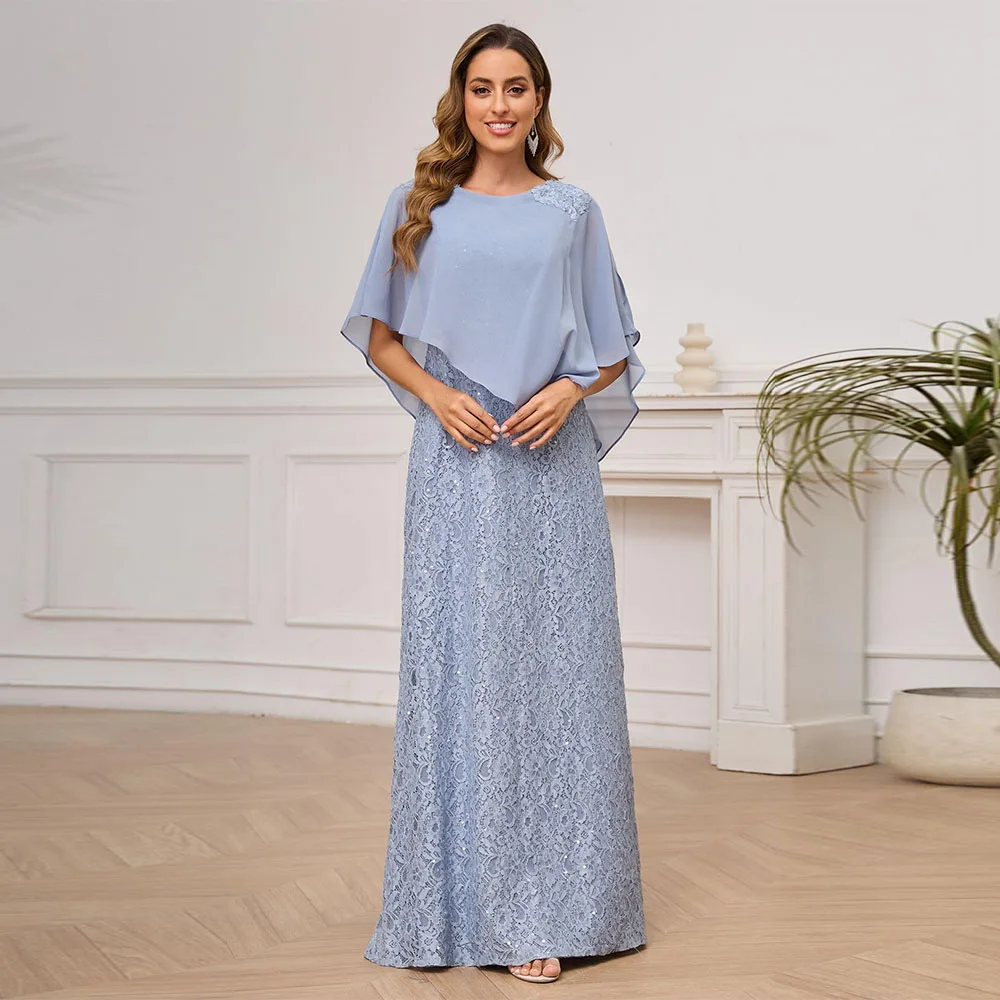 

Customized Exquisite Sequin Lace Mother of The Bride Dresses for Women Long Chiffon Cape Evening Formal Party Gown 2025
