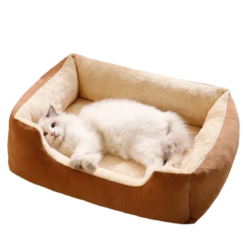 Large Pet Cat Bed Sofa Warm House， dog beds，Square Nest Pets Kennels for Small Dogs Cats Winter Puppy Kittens Sleeping Baskets