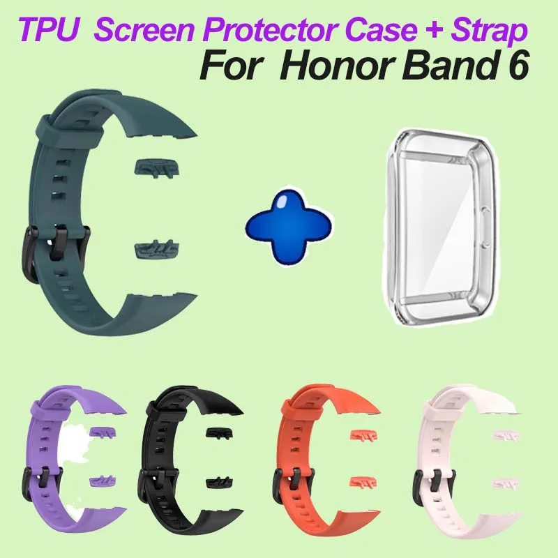 Funda de repuesto 2025 + correa para Huawei Band 6, correa de silicona para reloj Honor Band 6, Huawei Band 6 Pro