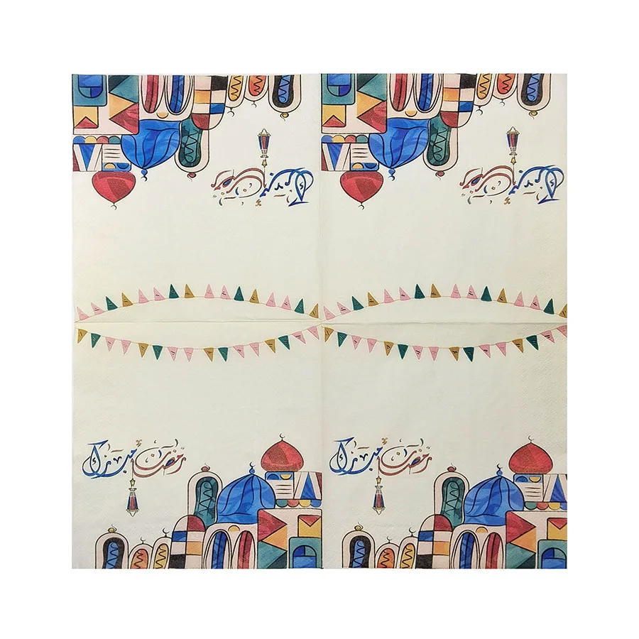 10/20 قطعة 33 سنتيمتر 2 طبقة رمضان تحت عنوان المناديل الملونة ، أعلام لب الخشب الأصلي ، المفارش ورق الزخرفية ، DIY Decoupage ورقة #6