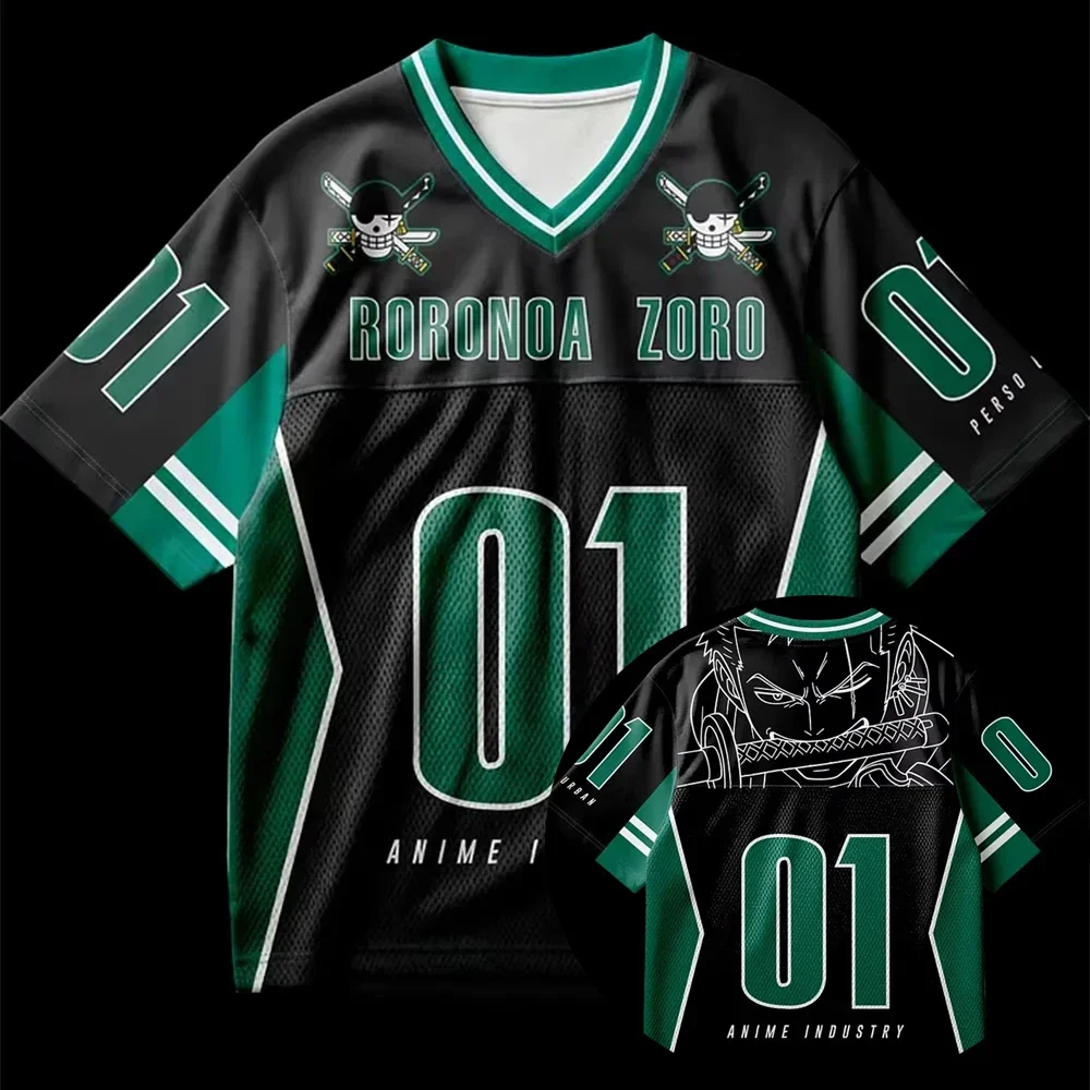 2026 Sommer Kinder Anime Jersey Camiseta Zoro Oversized Y2k Mode Lässiges Sport-T-Shirt für Männer und Frauen Oberteile – Detail 5