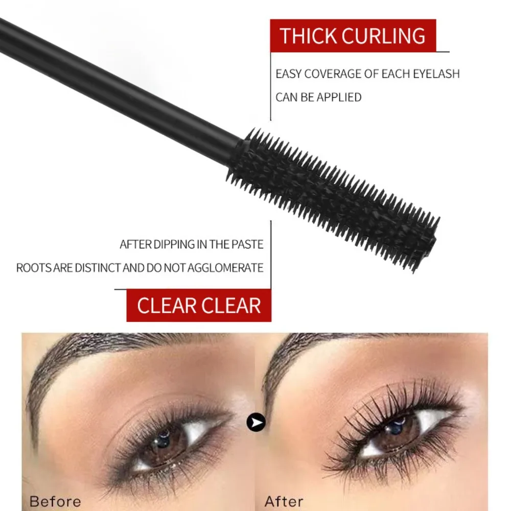 厚いスレンダーマスカラアイライナーセット防水カーリー 4D ファイバーマスカラ汗防止 24 時間持続効果つけまつげ効果マスカラ