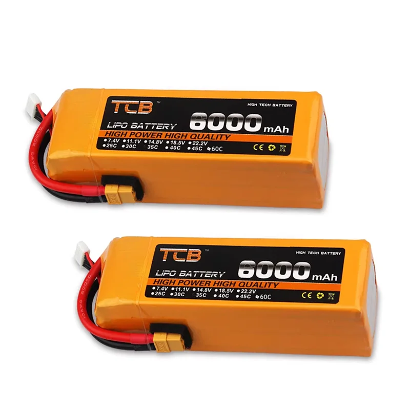 2 sztuki TCB 2S 3S 5S 4S 6S bateria Lipo 7.4V 11.1V 14.8V 22.2V 1500 2200mah 5000mah 6000mah 50C 60C RC dron FPV części samochodowe do samolotów