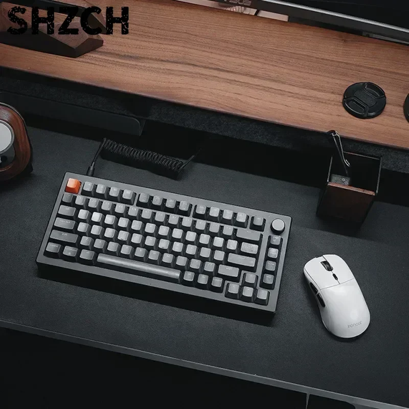 Black Walnut Monitor Stand Desktop Storage Rack Double-Layer Computer Riser with Drawers Modern Office Workspace Organizer