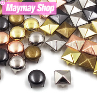 100Pcs 6-12mm Metal 4 Claw Rivets Square/Round Spike Studs Pyramid Rivets For Clothes Shoes Bags Belt Punk DIY Leathercraft