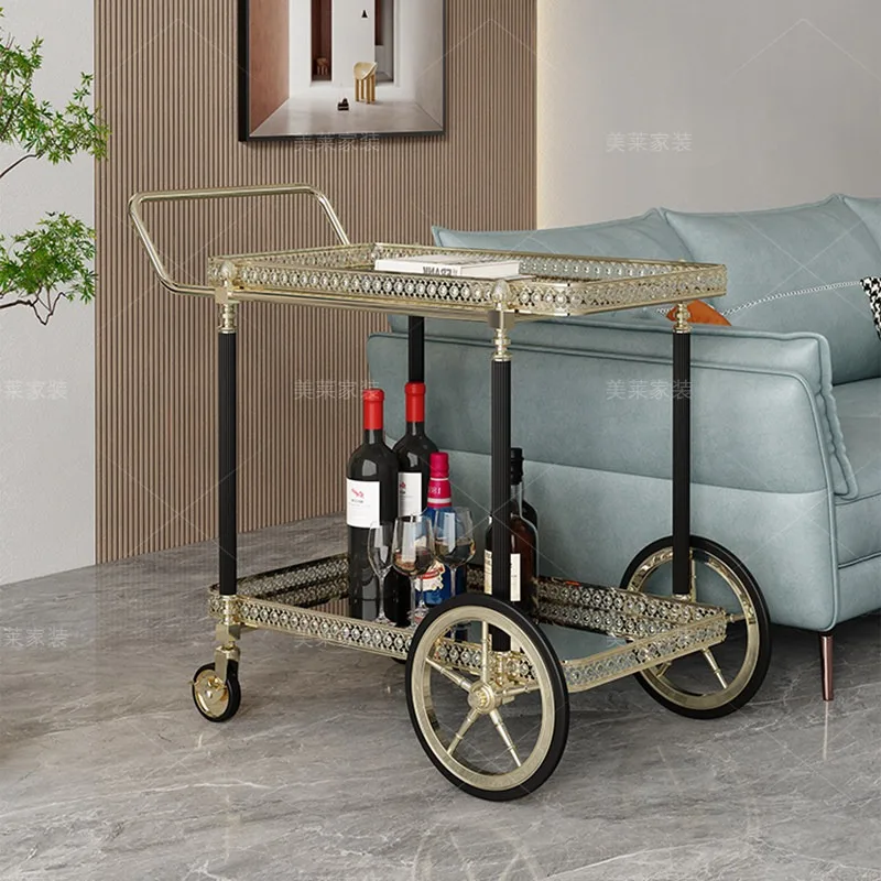 Xinlihua French light luxury mobile cart, sofa side table, living room, small coffee table, shelf, restaurant, wine delivery car