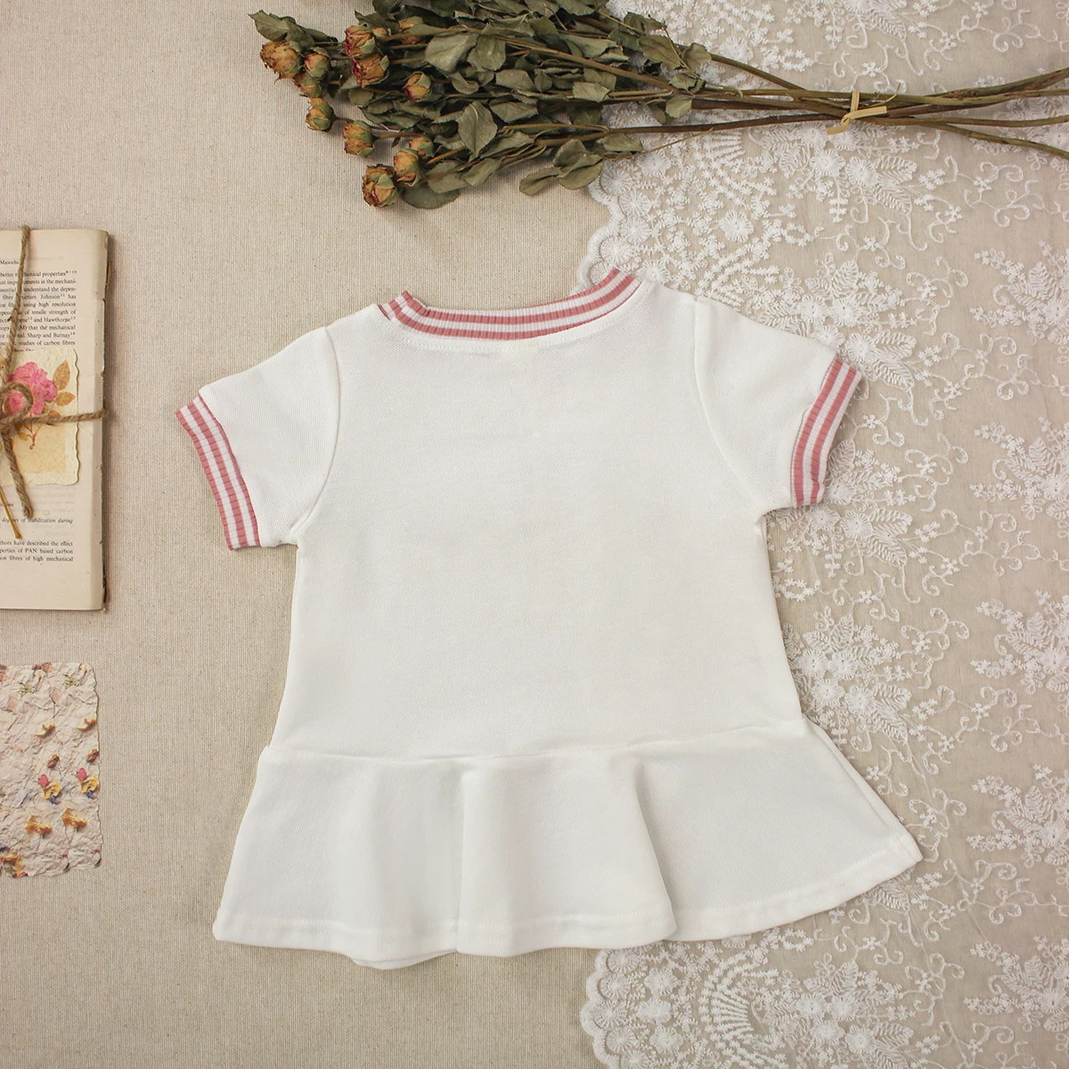 0-3 Year Old Newborn Baby Girls Summer Sweet Princess Wind Short Sleeve Dress Round Neck Letter Embroidery Cute Fashion Dress